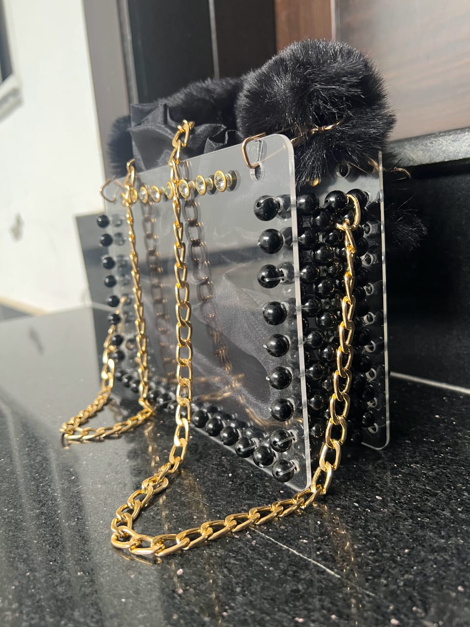 Black Pearl Acrylic Bag – Pearls by Zainab | Luxury Evening Bag